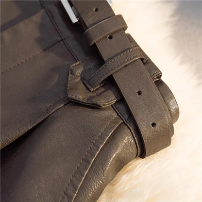 High waist faux leather a line shorts
