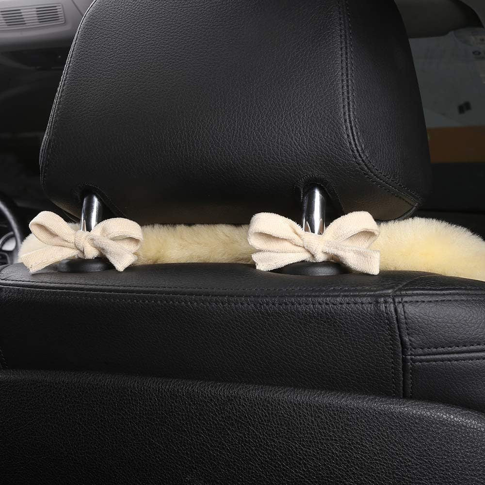 Genuine Sheepskin Car Seat Cover with Detachable Backrest and Headrest