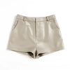 Genuine sheepskin black leather hot shorts
