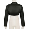 Cropped Faux Leather Jacket Women Moto Bomber Style