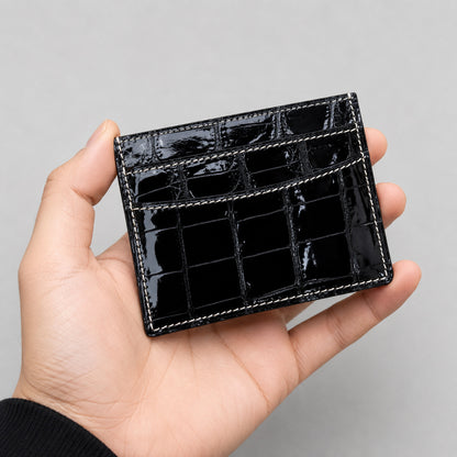 Black Crocodile Leather Card Holder for Men
