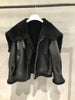 Women’s Black Leather Bomber Jacket with Fur Collar