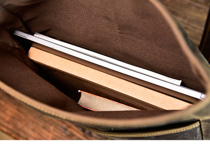 Men’s Crazy Horse Cowhide Leather Motorcycle Messenger Bag