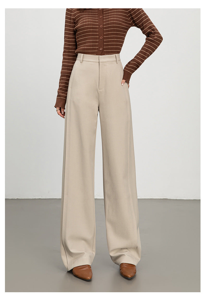 Women casual pants with high waist drape