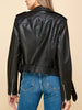 Women’s Grey PU Leather Cropped Motorcycle Jacket With Belt