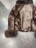 Genuine sheepskin leather jacket with fur collar