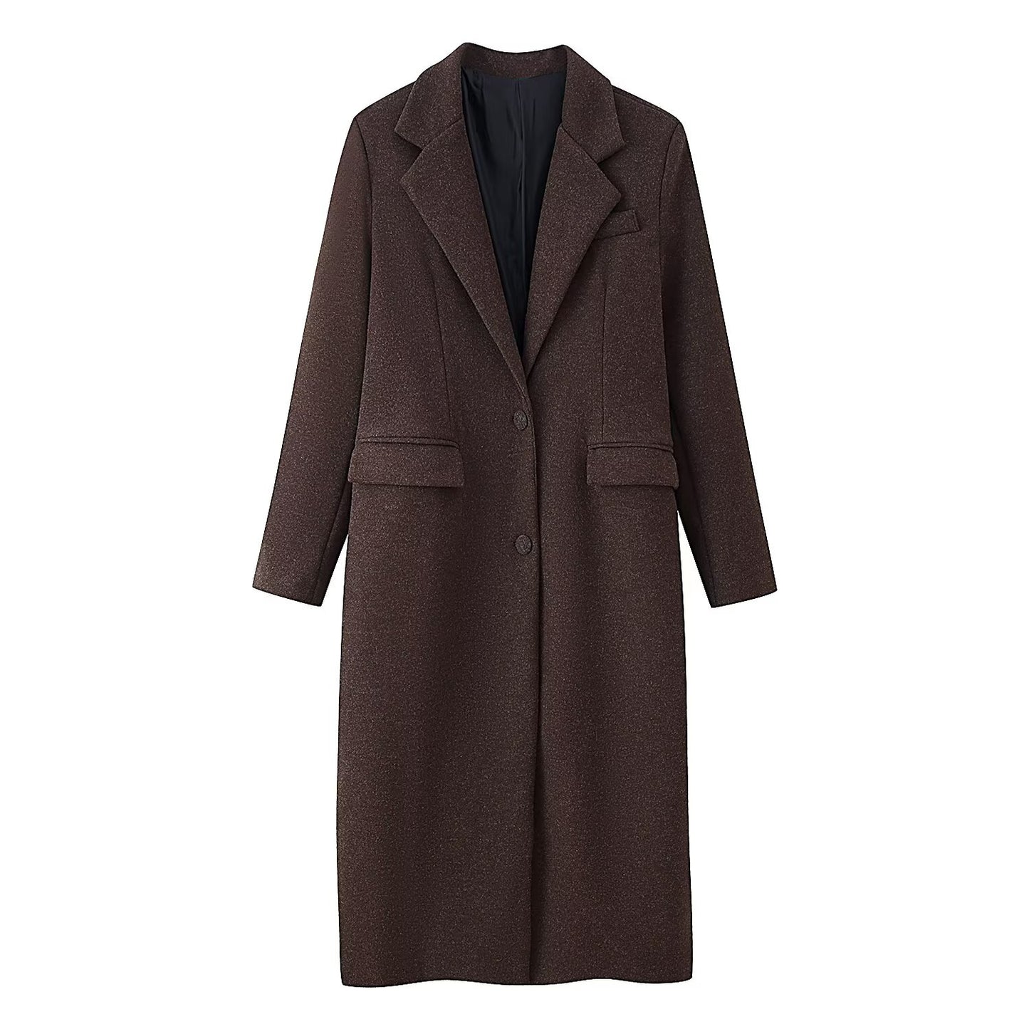 Long brown wool coat women winter outerwear