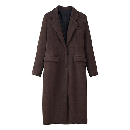 Long brown wool coat women winter outerwear