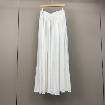 Women Wool Knit Midi Skirt Brown Elastic Waist Pleated Wool Skirt