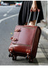 Leather Trolley Suitcase Large Capacity 20 Inch Rolling Luggage