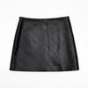 Genuine Black Leather Mini Skirt High Waisted Woven A-Line