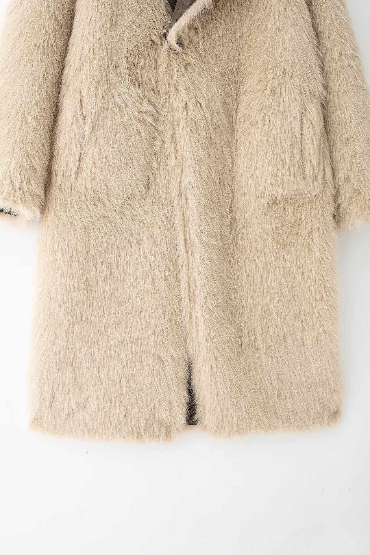 Women Reversible Faux Fur Long Coat Shearling Effect Winter Coat