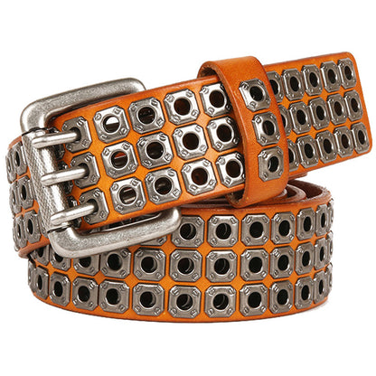 Studded Leather Belts with Rivets Western Cowboy
