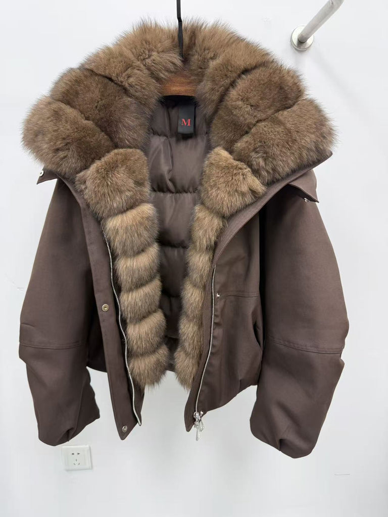 Fur Collar Jacket for Women with Detachable Fox Fur and Down 1 S