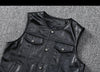 Biker Leather Vest Men Slim Fit Motorcycle Vest