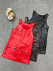 Women Leather Mini Dress A-Line Pocket Dress
