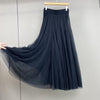 Women’s Cashmere Mesh Patchwork Long Midi Skirt