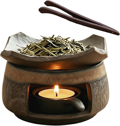 Ceramic Incense Burner with Tea Light Herb Warming Tray