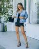 Ripped Tassel Washed Lapel Denim Jacket for Women