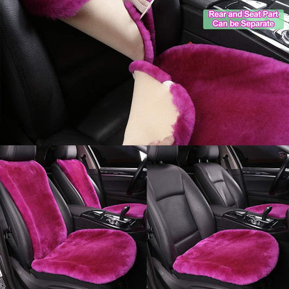 Genuine Sheepskin Car Seat Cover with Detachable Backrest and Headrest