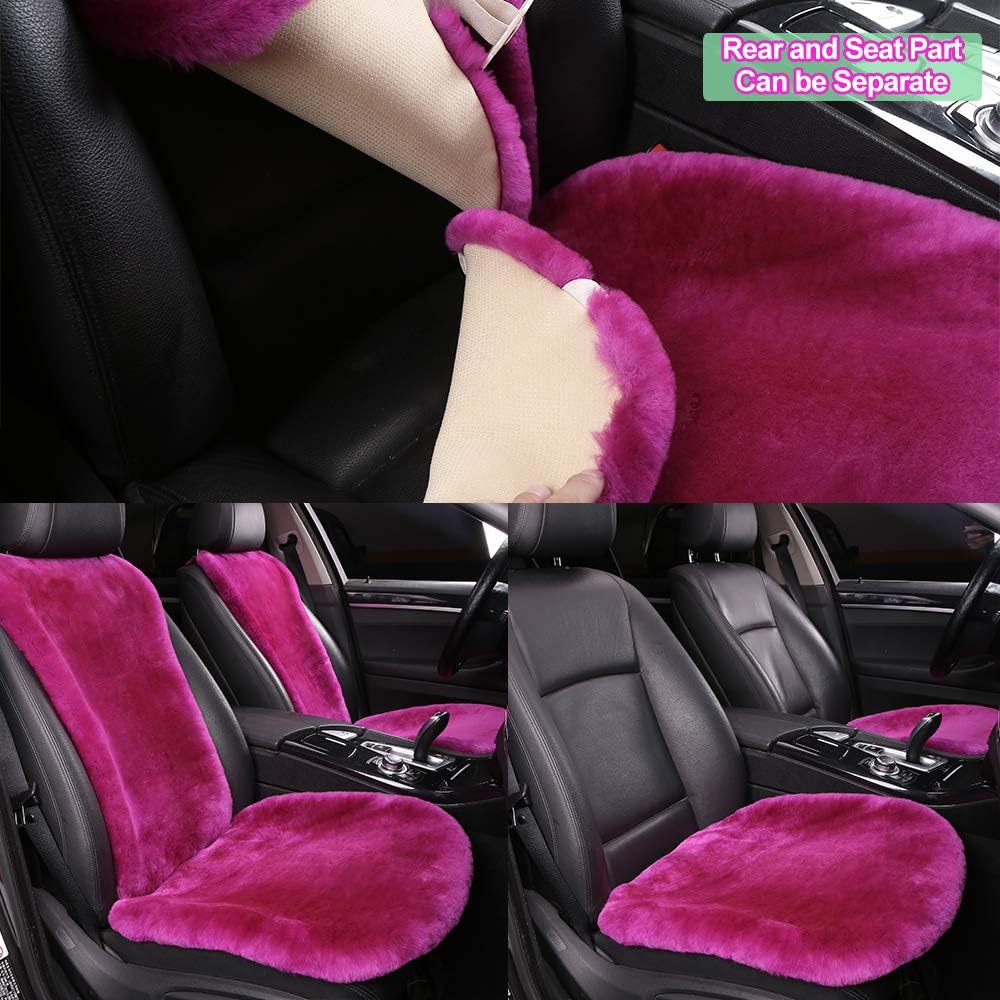 Genuine Sheepskin Car Seat Cover with Detachable Backrest and Headrest