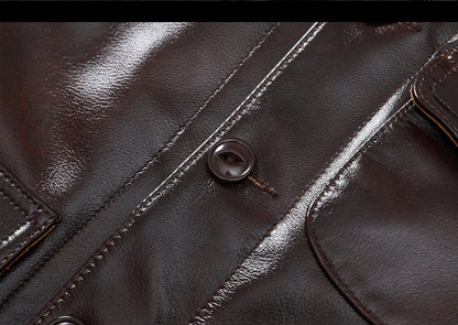 Men’s Genuine Leather Aviator Jacket Wax Finish Flight Style