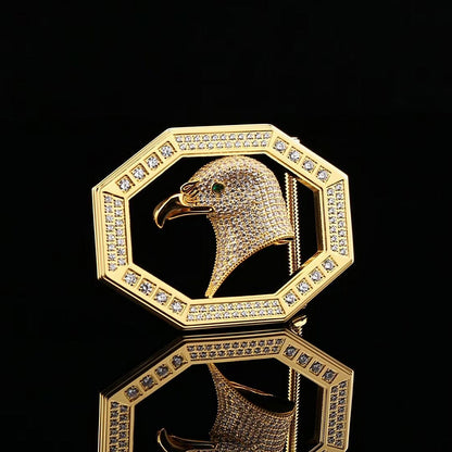 Eagle Head Belt Buckle in Gold with Rhinestones