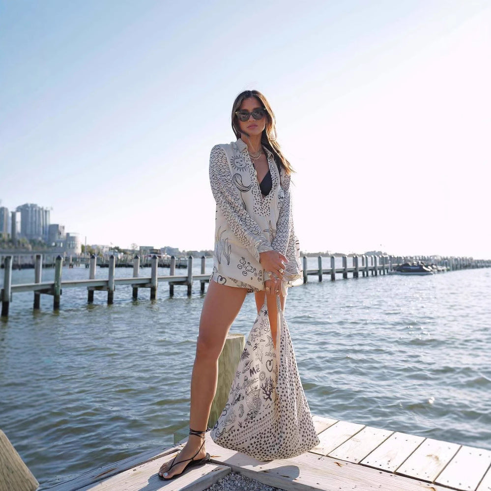 Women’s Printed Vacation Set with Shorts Beachwear Outfit