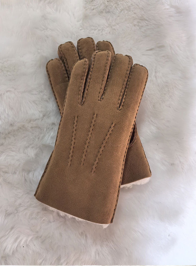 sheepskin suede gloves with fleece lining