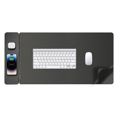 Leather desk pad with magnetic charging side panel
