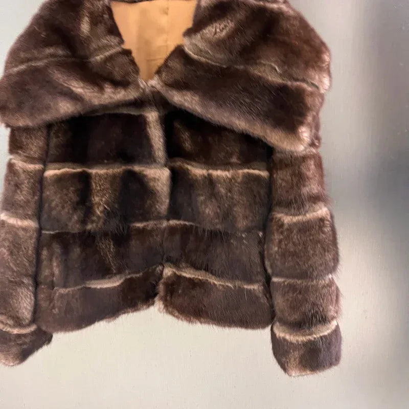 In Stock Women’s Natural Rabbit Fur Coat Winter Jacket