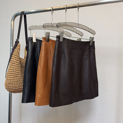 Women’s Genuine Leather Mini Skirt High Waist
