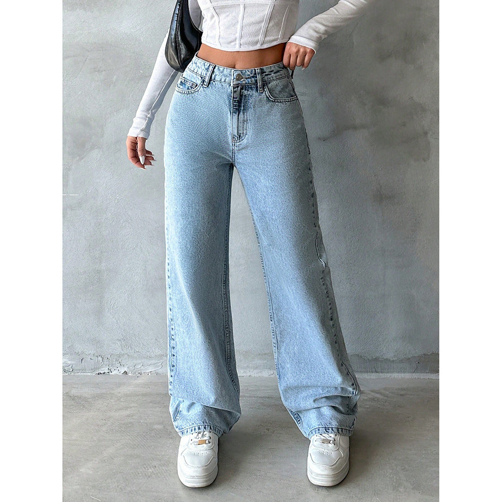 Straight-Leg Denim Jeans