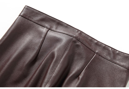Women’s Flared Leather Pants High Waisted Cropped
