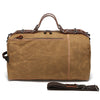 Canvas Duffle Bag with Washed Finish and Top-Grain Cowhide Leather