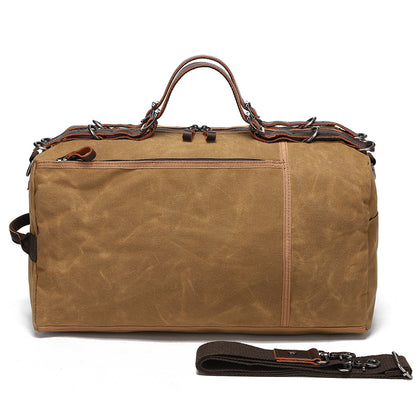 Canvas Duffle Bag with Washed Finish and Top-Grain Cowhide Leather