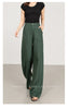 Wide leg trousers women with soft green drape