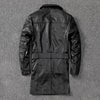 Men mid length leather trench coat jacket
