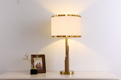 Modern scandinavian brass fabric table lamp