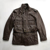 Men Brown Belted Leather Hunting Jacket