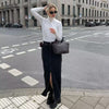womens denim long maxi skirt