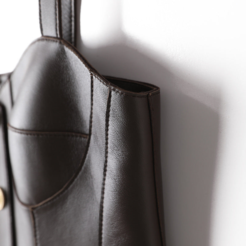Brown Leather Slimming Vest For Women Slim Waist Suspender