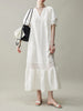 White linen loose lace midi sundress