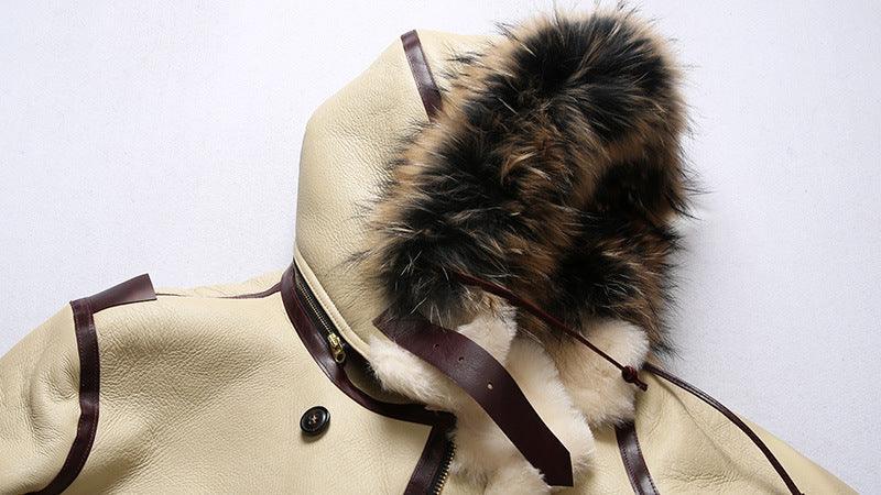 Men Real Sheepskin Shearling Flight Long Jacket Aviator