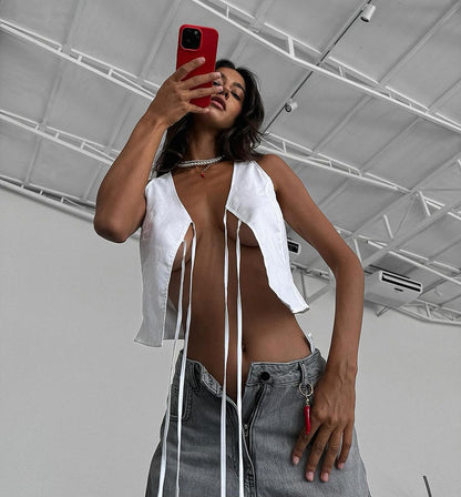 Casual Knotted Crop Tank Tops For Women