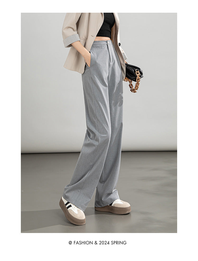 High-waisted casual pants for women with straight drape