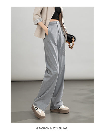 High-waisted casual pants for women with straight drape
