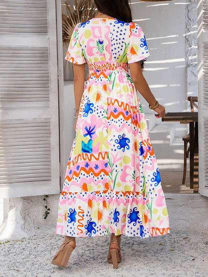 Colorful Floral Maxi Sun Dress for Women