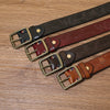 Men’s Engraved Leather Belt with Top-Grain Cowhide and Brass Buckle