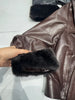 Genuine waxed sheepskin leather jacket with fur